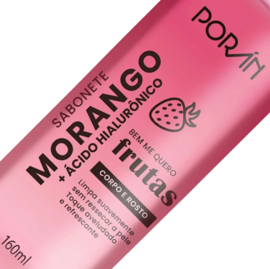 Sabonete Líquido Corpo e Rosto Morango Porán 160ml