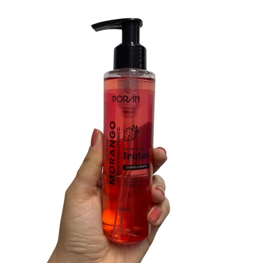 Sabonete Líquido Corpo e Rosto Morango Porán 160ml