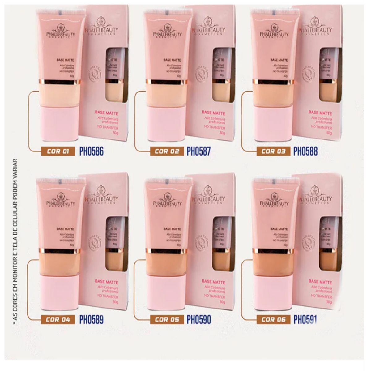 Phállebeauty Linha Pro Efeito Matte 01 - Base Líquida 30g