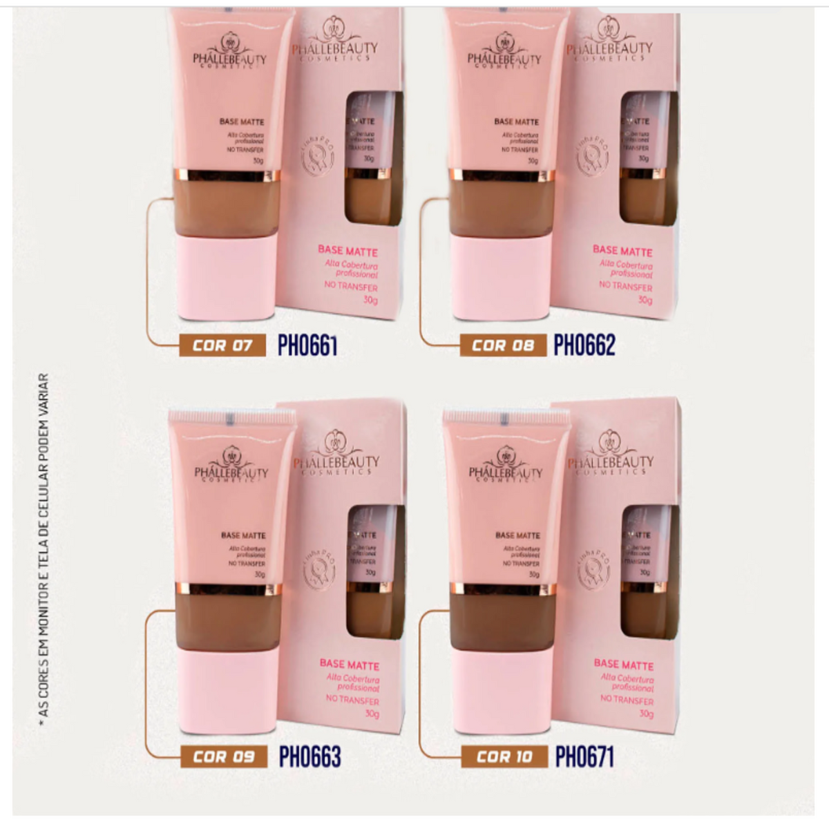Phállebeauty Linha Pro Efeito Matte 01 - Base Líquida 30g