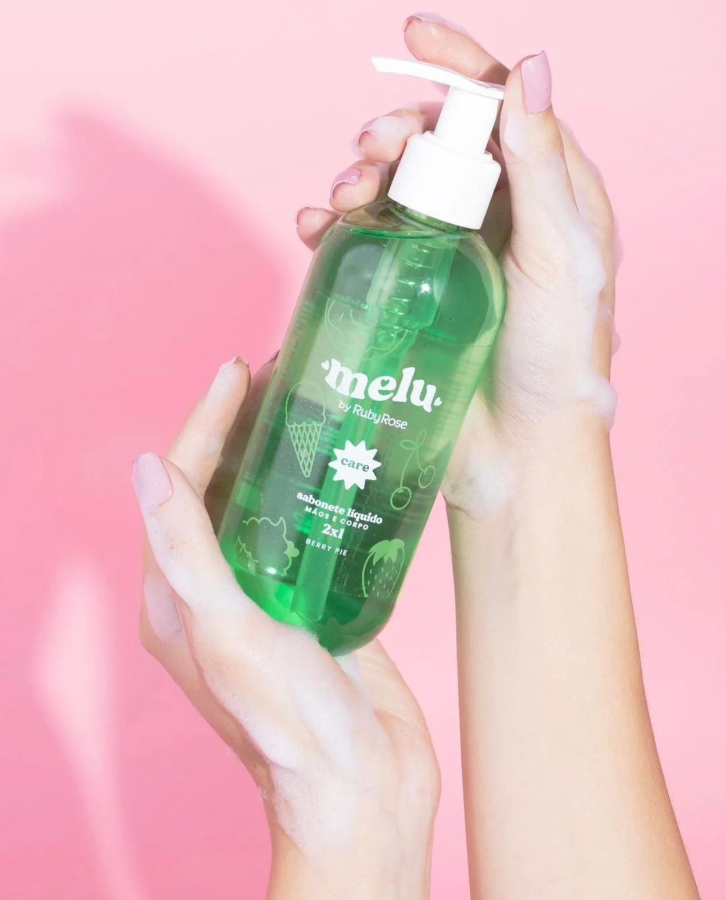 Sabonete Liquido Melu by Ruby Rose care mãos e corpo 2x1 berry pie