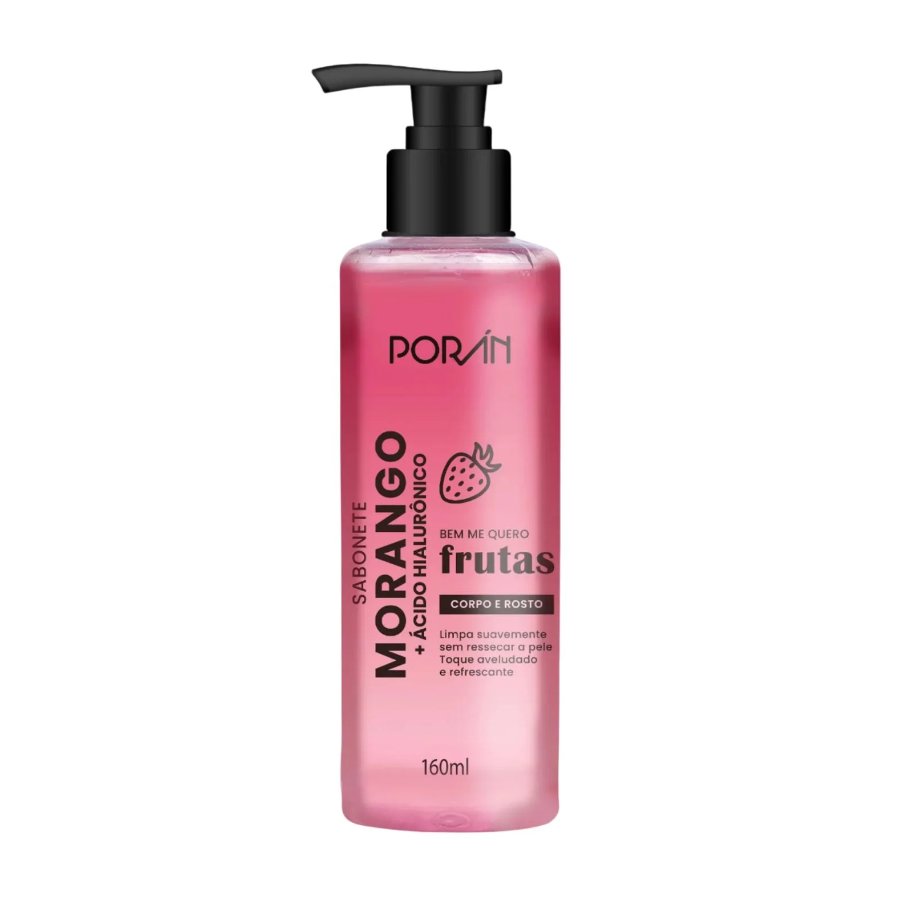 Sabonete Líquido Corpo e Rosto Morango Porán 160ml