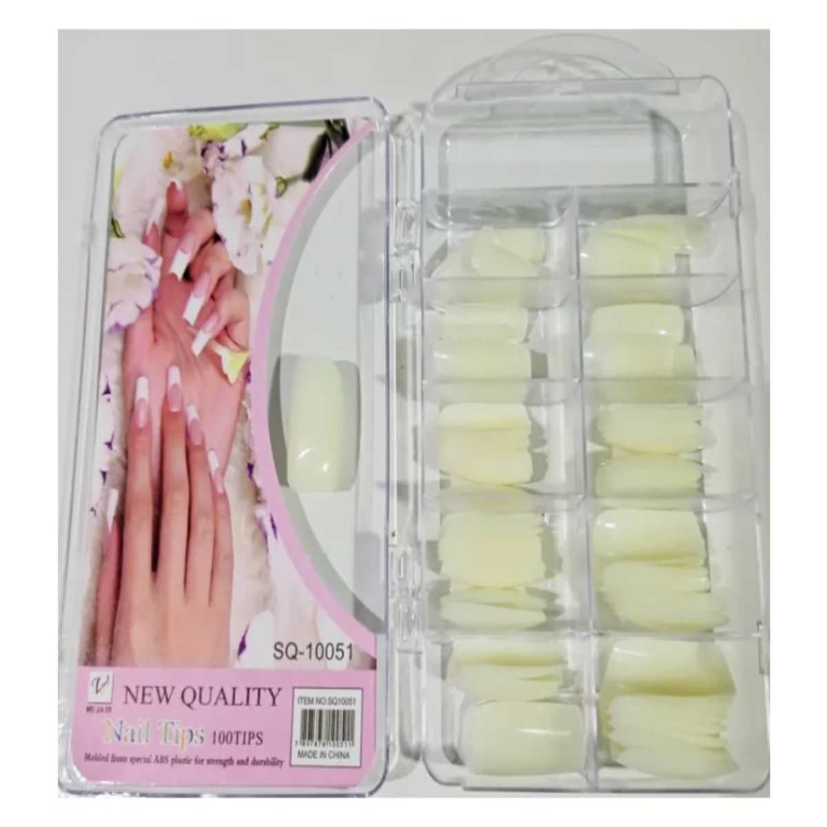 Caixa 100 Unhas Postiça curvatura C Leitosa - New Qualit